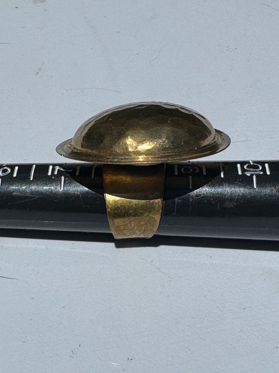 Hammered Brass Circle Adjustable Ring Round Post … - image 4