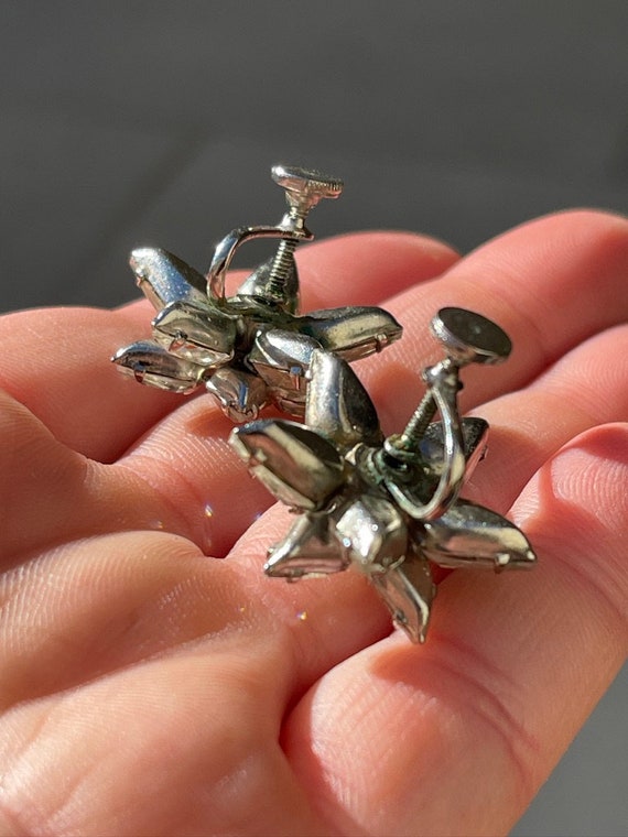 Teardrop Rhinestone Multi Dimensional Flower Earr… - image 7