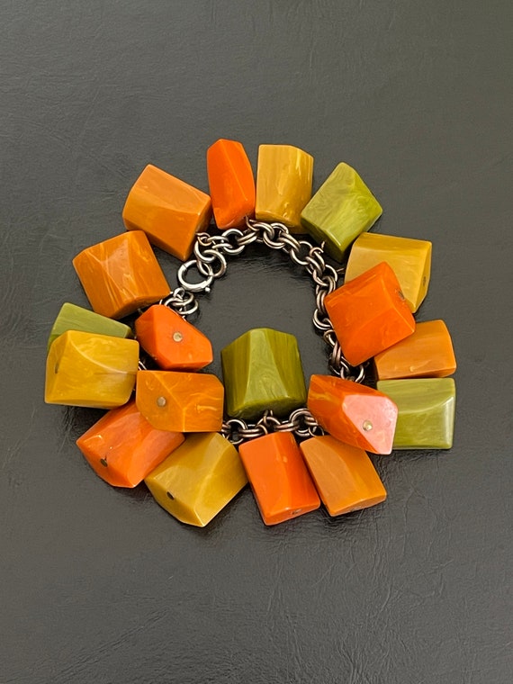 Bakelite Chunky Charm Dangle Bracelet Tested - image 2