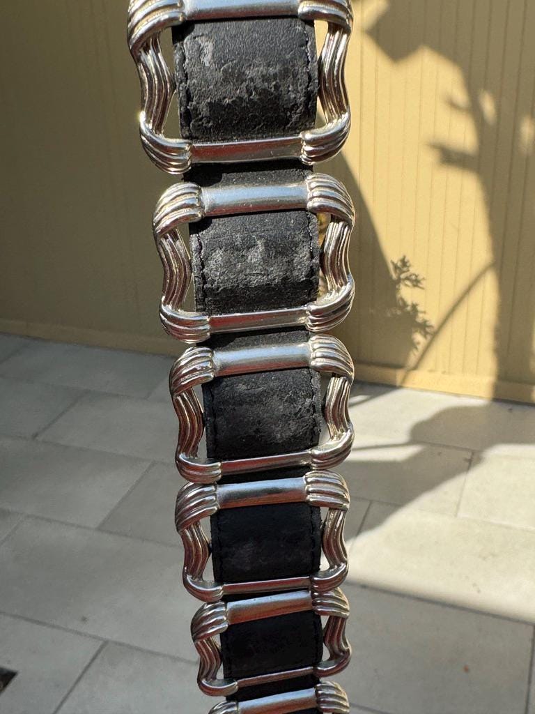Vintage Donna Katz Leather Belt Silver Slide Links Women display picture 3