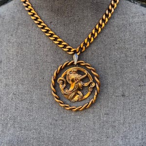 Vintage Copper Roman Athena Medallion Greek Goddess Pendant Necklace