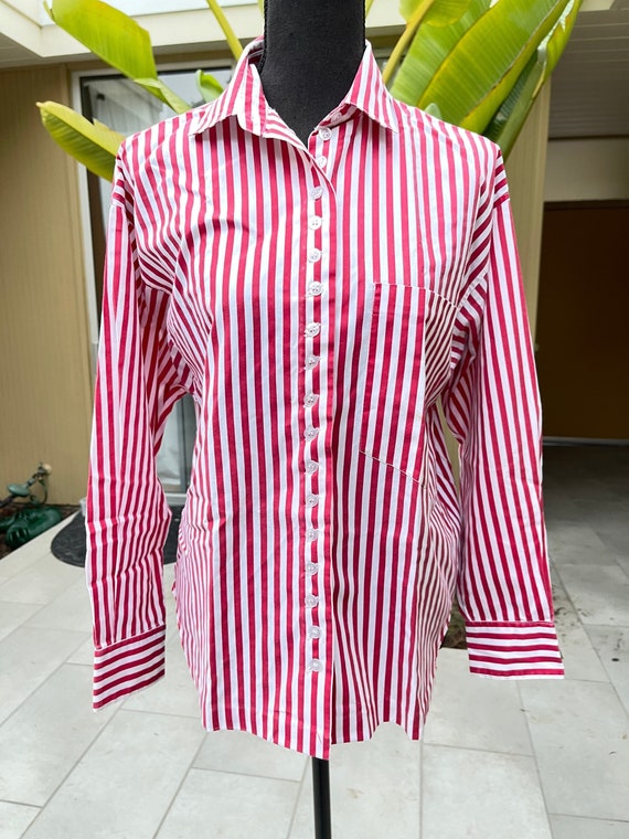 80s Diane Von Furstenberg Striped Button up Vintage Long Sleeve Shirt Small Etsy