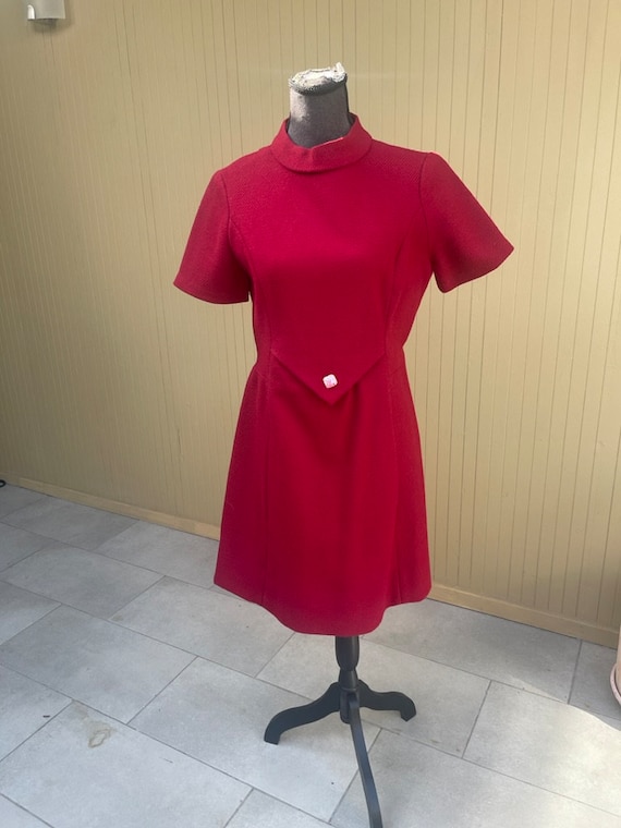 60s Vogue Couturier Design Red Vintage Dress M