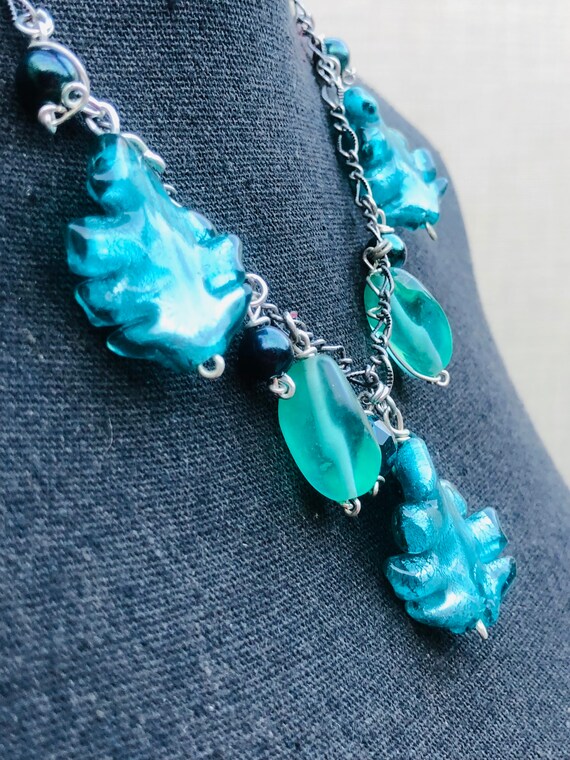 French Art Glass Vintage Necklace Gem