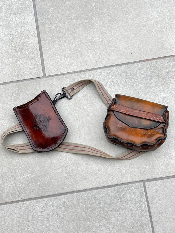 Leather Tooled Belt Pouch Holster Carrying Case Belt … Gem