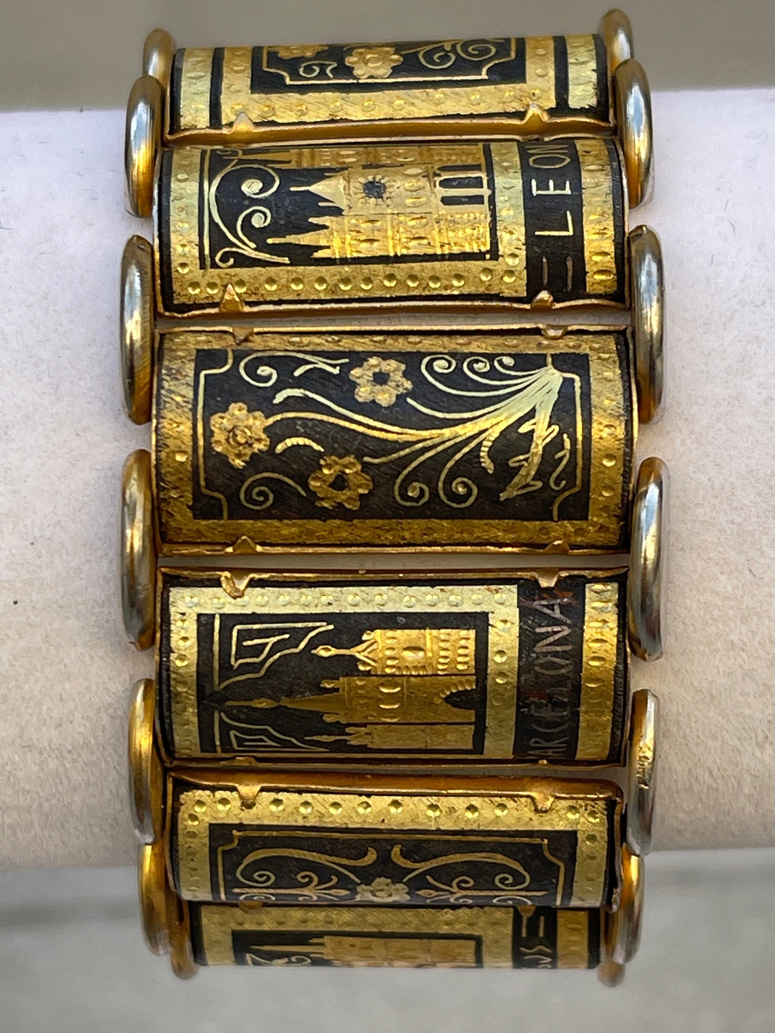 Damascene Panel Bracelet Spanish Cathedrals Vintage Etsy