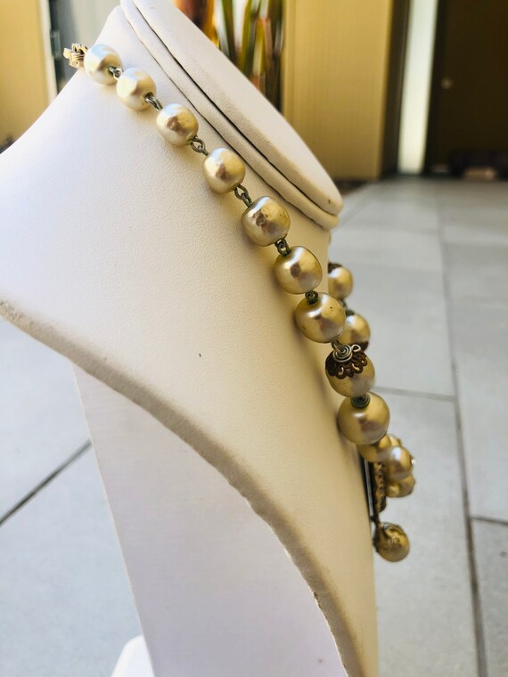 Miriam Haskell Baroque Pearls Beaded Pendant Neck… - image 6