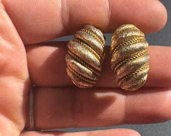 Paire De Boucles D'Oreilles Vintage Signées Boucher - Anciennes - Occasion Bon État