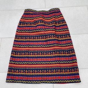 Vtg Ethnic Boho Woven A-Line Skirt