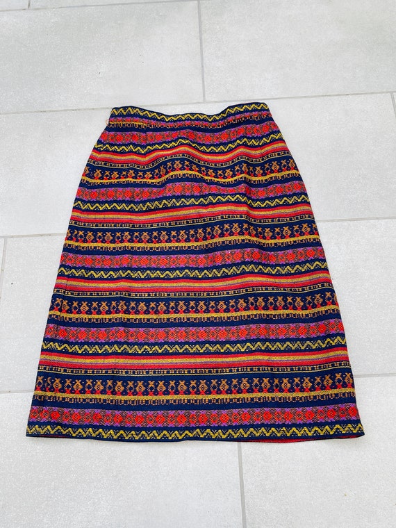 Vtg Ethnic Boho Woven A-Line Skirt