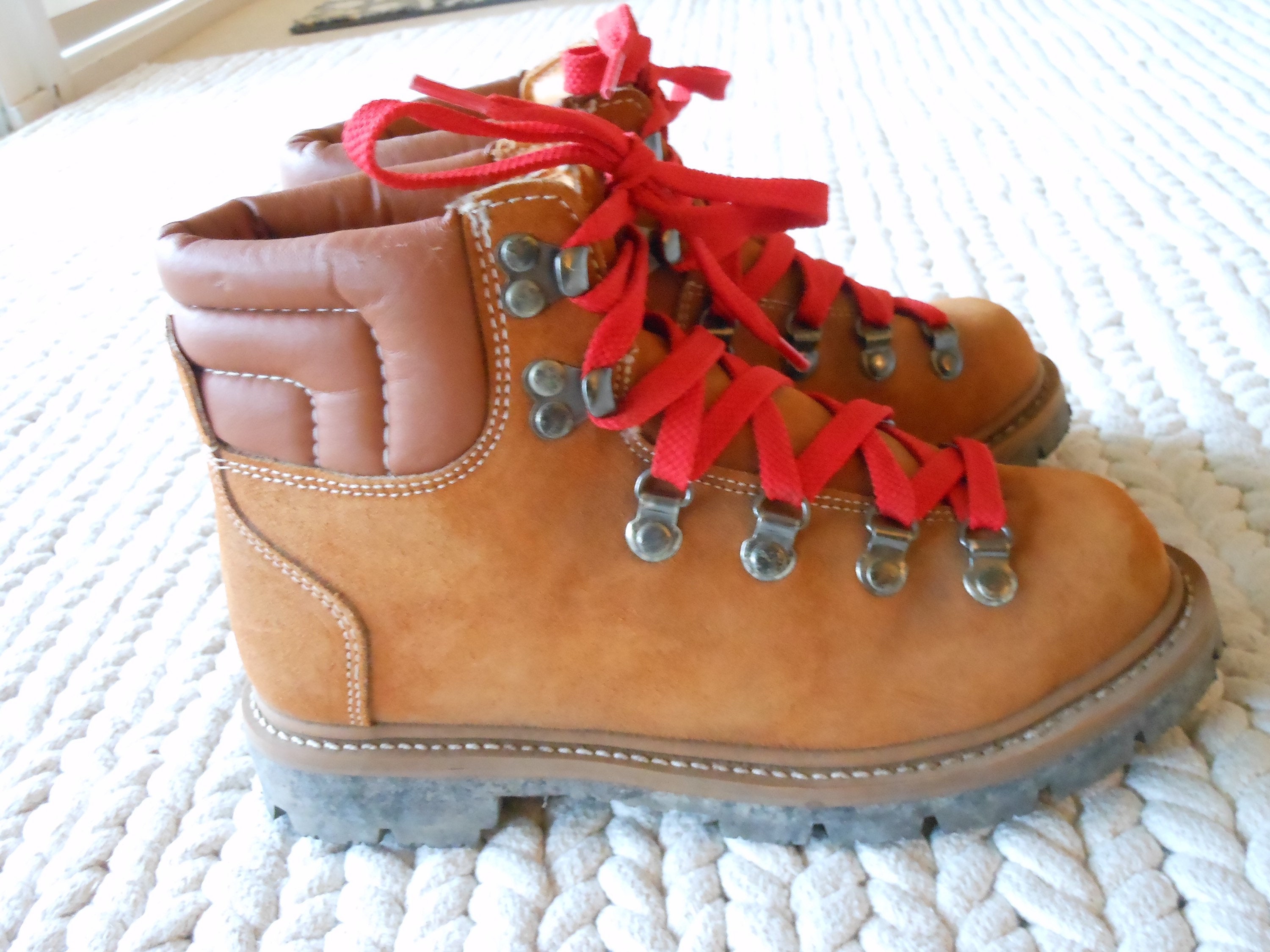 classic hiking boots with red laces