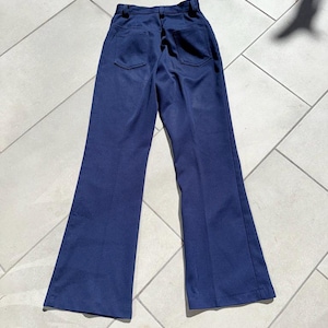 70s High Waist Blue Pants Women&#39;s Vintage Trousers Size 6/7