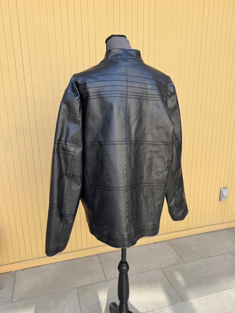 【SATIIIZ】Nean Washed Biker Cotton Jacket Cafe Racer Leather Jacket
