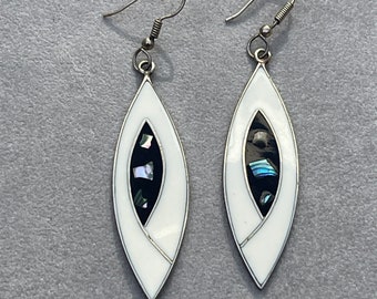 Zilveren Abalone Vintage Dangle Oorbellen Alpaca Mexico