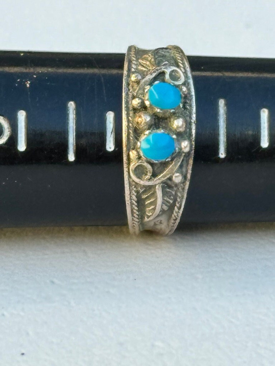 Vintage Turquoise Stones Sterling Silver Ring Native American Size 7 - Etsy