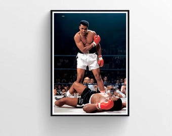 Póster de boxeo de Muhammad Ali, fotografía deportiva retro, decoración del hogar