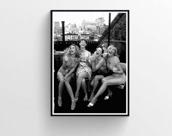 Sex and the City Tv Series Poster, Iconic Movie Poster, Photography Prints, Vintage Wall Art, Black and White, Retro Poster