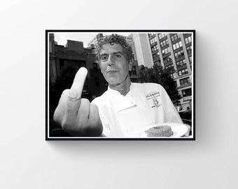 Anthony Bourdain-fotografieprint, retro keukenmuurkunst
