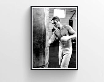 Classic Film Actor Boxing Print, Vintage Hollywood Photography (Digital Download)