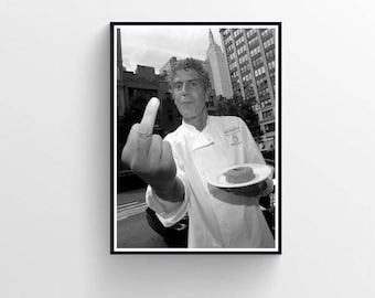 Anthony Bourdain-fotografieprint, retro keukenmuurkunst