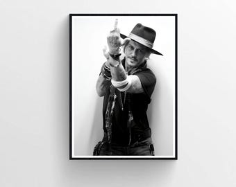 Johnny Depp Photography Print, Black and White Vintage Poster (Digital Download)