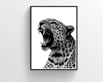 Leopard Print, Luxury Fashion Print, Cheetah Room Decor, Photography Prints, Vintage Wall Art, Black and White, Retro Chic Girly Decor