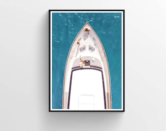 Luxury Yacht Poster, Vintage Ocean Wall Art, Summer Sailing Print