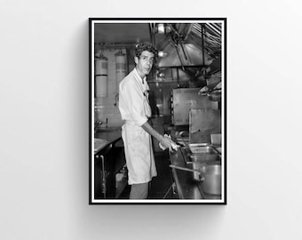 Anthony Bourdain Print, Retro Chef Photography, Kitchen Wall Art (Digital Download)