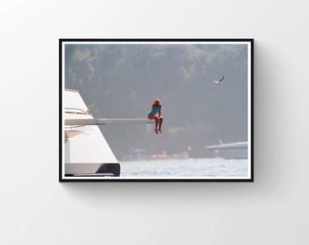 Princess Diana Yacht Poster, Vintage Fashion Photography Print (Digital Download)