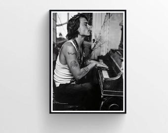 Johnny Depp at Piano, Vintage Photography Print (Digital Download)