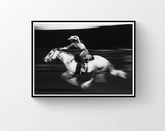 Vintage Cowgirl on Horse Photography Print, Rodeo Wall Art (Digital Download)