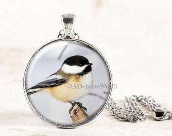 Chickadee Necklace Silver, Chickadee Bird Jewelry Pendant, Silver Chickadee Jewelry, Winter Bird Necklace, Silver Bird Jewelry