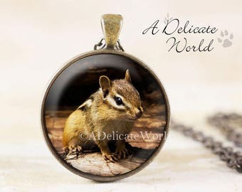 Chipmunk Necklace - Eastern Chipmunk Jewelry Pendant, Forest Animal Jewelry, Nature Necklace, Woodland Animal Necklace, Nature Jewelry Gift