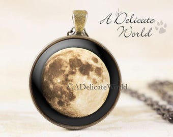 Full Moon Necklace - Original Photo, Lunar Necklace, Astronomy Necklace, Moon Pendant, Space Necklace, Lunar Phase, Outer Space Jewelry