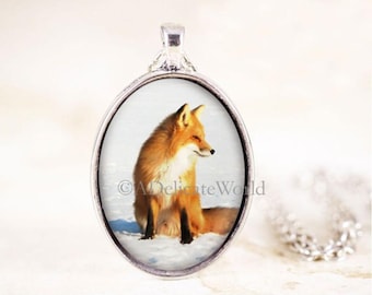 Red Fox Necklace, Sitting Fox Pendant, Silver Fox Jewelry, Fox Animal Necklace, Silver Fox Necklace, Animal Photography, Animal Jewelry