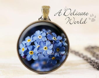 Forget Me Not Necklace, Blue Forgetmenot Blossom Jewelry, Romantic Jewelry Anniversary, Remembrance Necklace, Grief Gift, Mourning Pendant