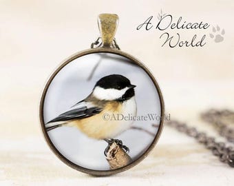 Chickadee Jewelry Pendant, Nature Inspired Necklace, Outdoor Gift for Bird Lover, Songbird Photography, Wildlife Charm, Present for Birder