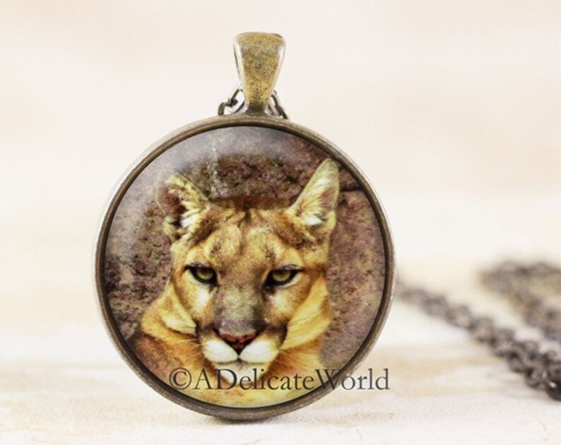 Cougar Necklace, Mountain Lion Jewelry, Puma Pendant, Wildlife