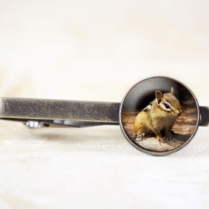 Chipmunk Tie Clip Woodland Animal Tie Bar, Nature Tie Clip, Eastern Chipmunk Jewelry for Men, Woodland Wildlife Jewelry, Woodland Tie Clip image 2