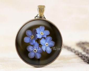 Forget Me Not Pendant, Grief Jewelry, Mourning Necklace, Bereavement Gift for Widow or Mother, Sympathy and Remembrance Present