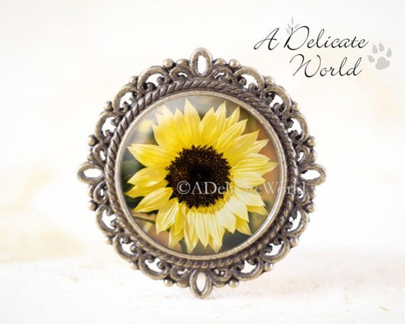 Sunflower Brooch Yellow Flower Brooch Sun Flower Jewelry Etsy