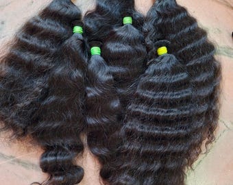Raw Natural Black Curly Human Hair Extension: Unprocessed Indian Extension bundles