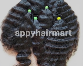 Raw Unprocessed curly  Indian  Natural  Bulk Hair Bundles: Human Hair Extension