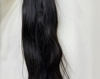 Raw Indian Hair Bulk Extension – Natural Black, Straight Wavy Texture (300 Grams)