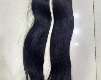 Extension per capelli lisci e ondulati naturali, colore nero naturale, ideali per trecce e acconciature, 200 grammi (2 confezioni)