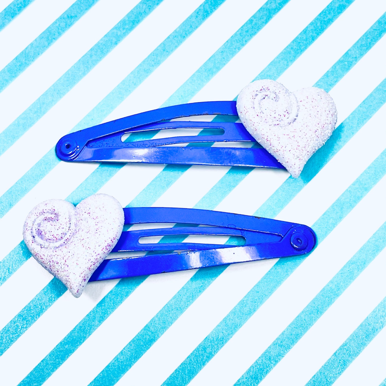 Purple Snap Hair Clips Heart Hair Clips Valentine Barrettes Etsy