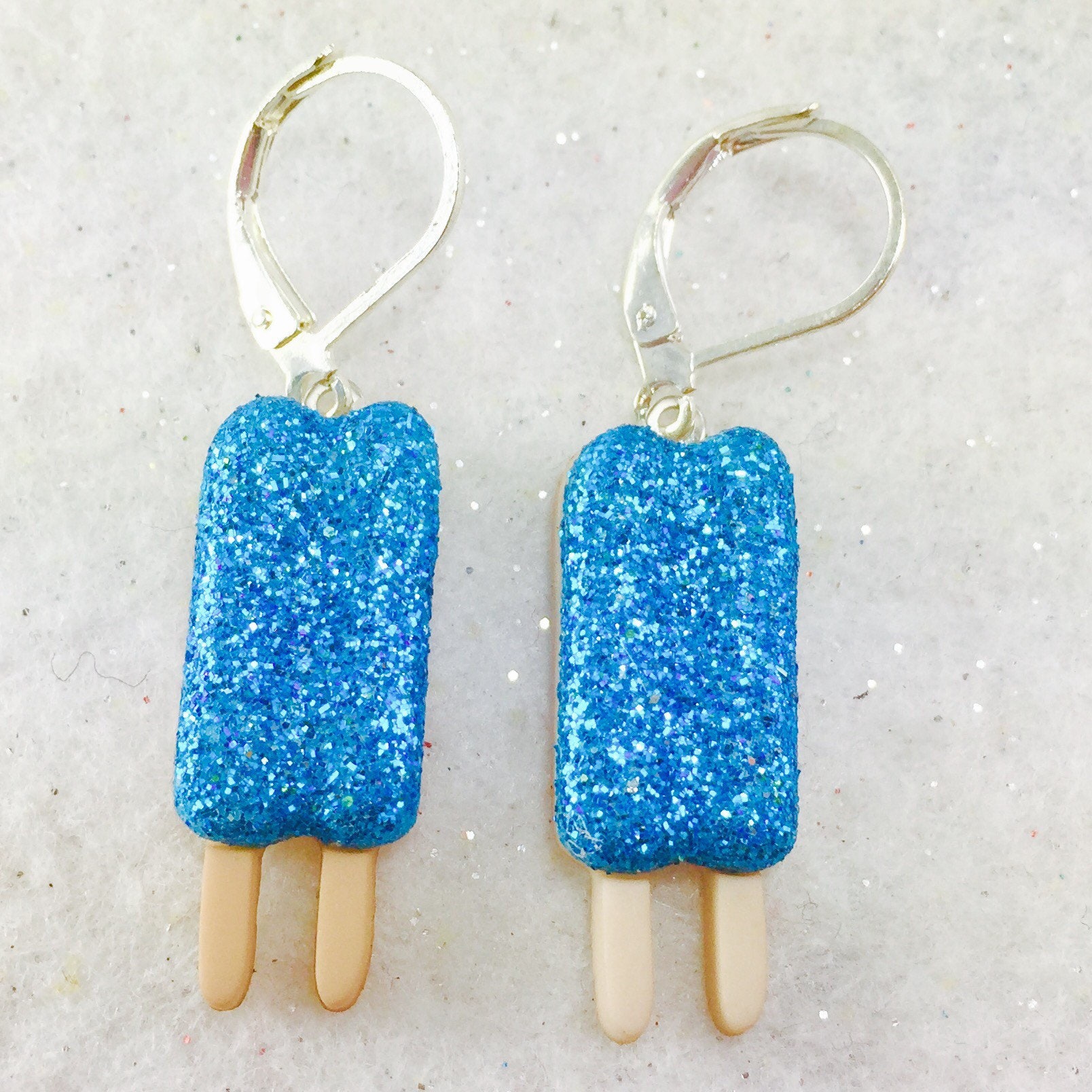 Blue Popsicle Earrings Summer Dangle Earrings Glitter Etsy