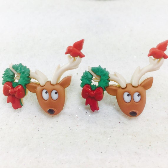 Reindeer with hat earrings