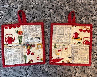 Quilted pot holders - 50’s theme.