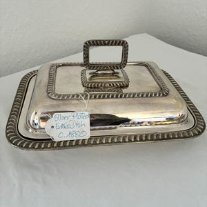 Antique Silver Plated Serving Dish – Victorian Beaded Edge Tureen with Removable Handle, English Tableware, C. 1900, Formal Dining Decor